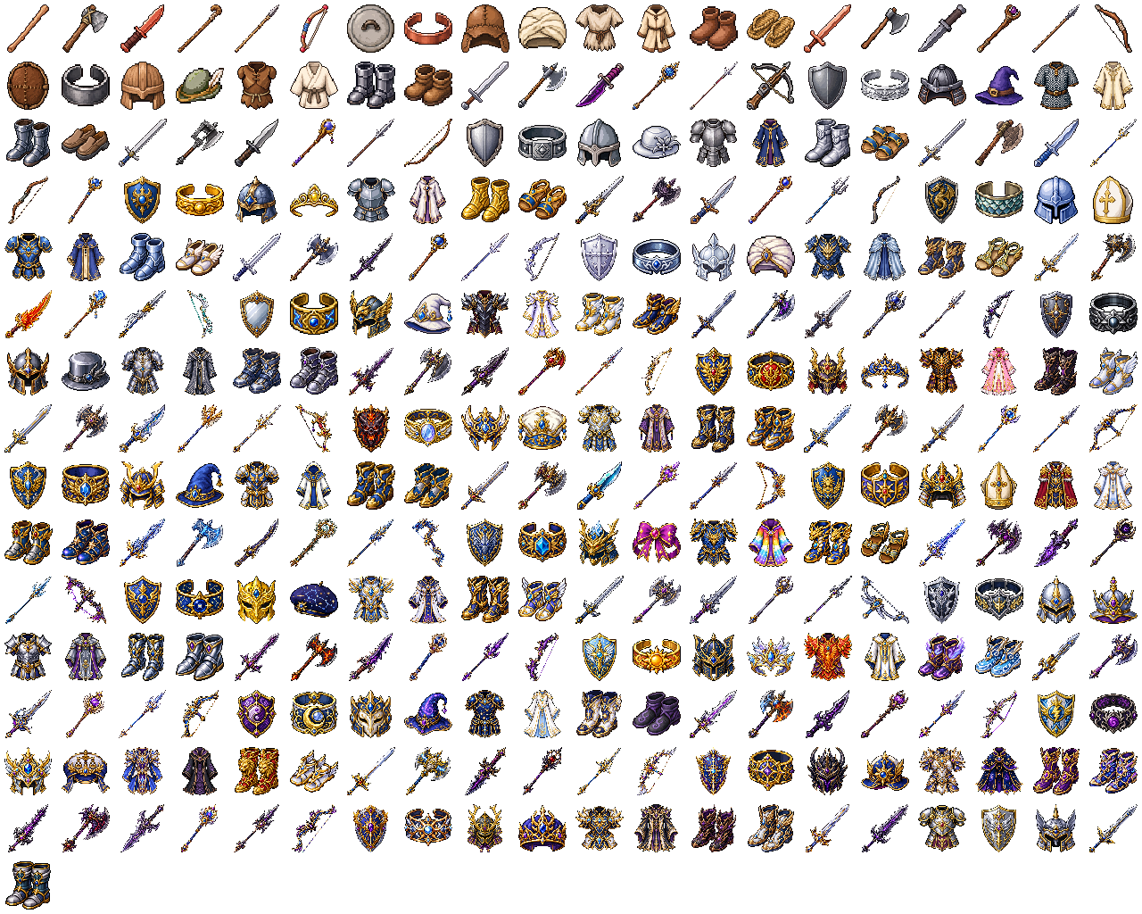 ゲームに登場する301種の装備アイコン一覧